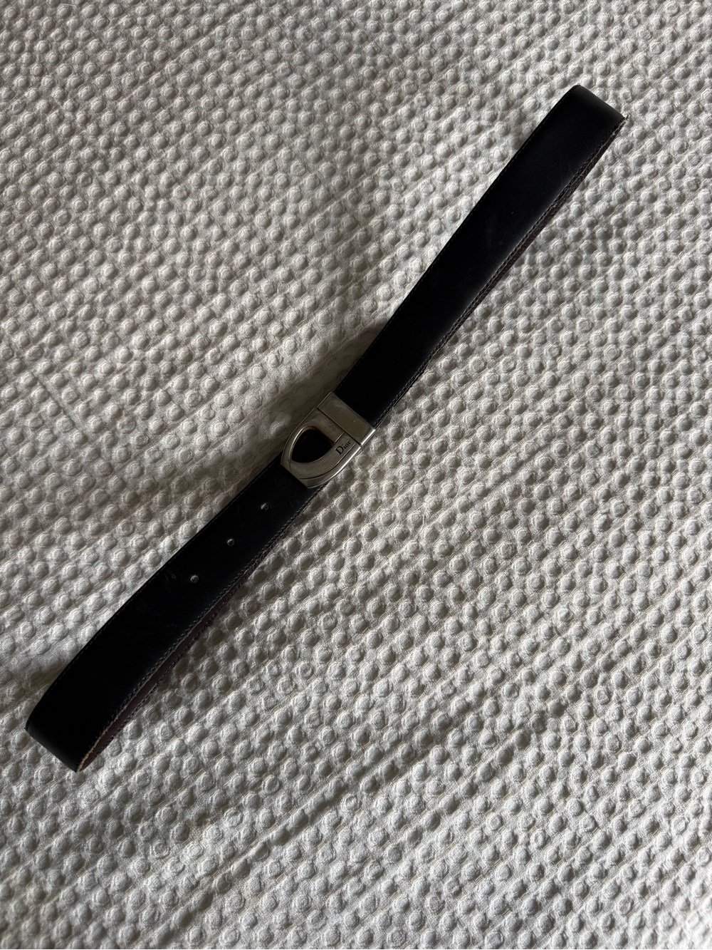 Rare Vintage Dior unisex black/brown reversible Belt Silver&Gold Dior D Buckle - Picture 8 of 8